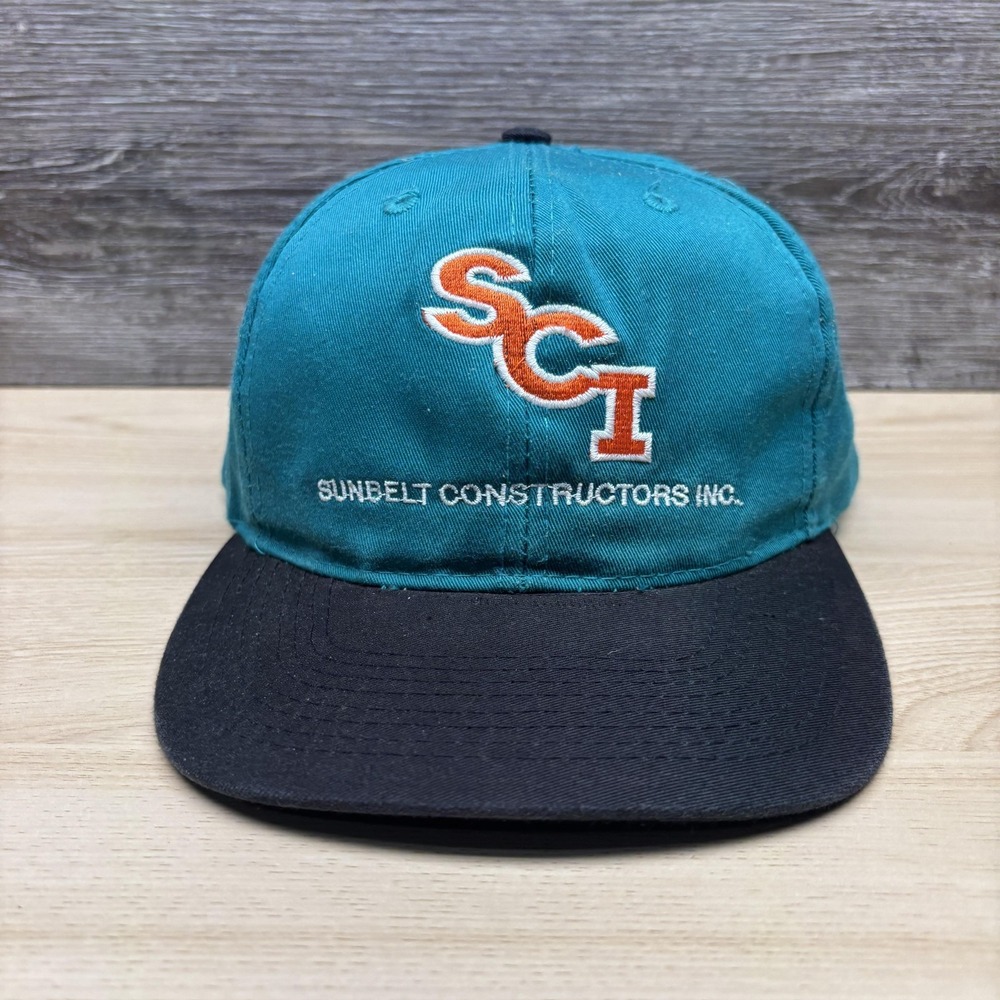 Sunbelt Constructors Inc. SCI Hat Cap Snap Back Teal Black Embroidered Mens